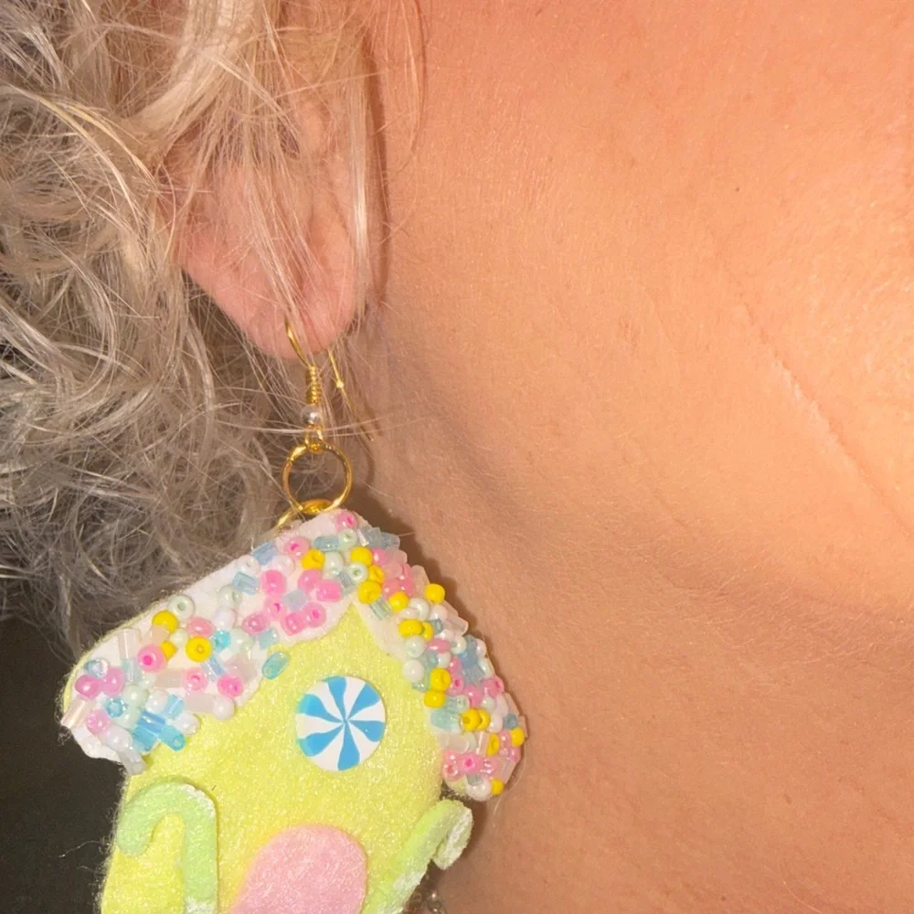 Gingerbread Earrings Felt and Beads New super cute lightweight